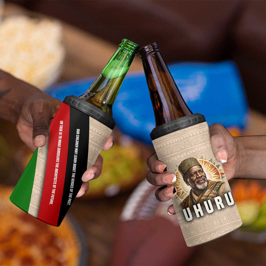 Jomo Kenyatta 4 in 1 Can Cooler Tumbler Uhuru and Kenyan Heritage Quote Tribute - African Pride
