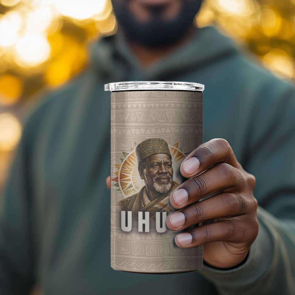 Jomo Kenyatta 4 in 1 Can Cooler Tumbler Uhuru and Kenyan Heritage Quote Tribute - African Pride