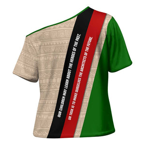 Jomo Kenyatta Cross Shoulder Shirt Uhuru and Kenyan Heritage Quote Tribute - African Pride