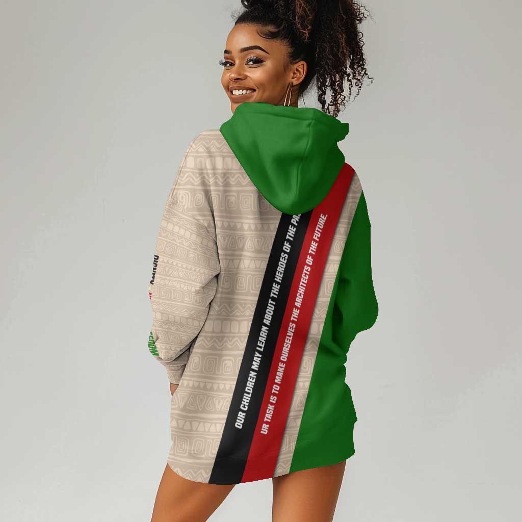 Jomo Kenyatta Hoodie Dress Uhuru and Kenyan Heritage Quote Tribute - African Pride