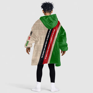 Jomo Kenyatta Kid Wearable Blanket Hoodie Uhuru and Kenyan Heritage Quote Tribute - African Pride