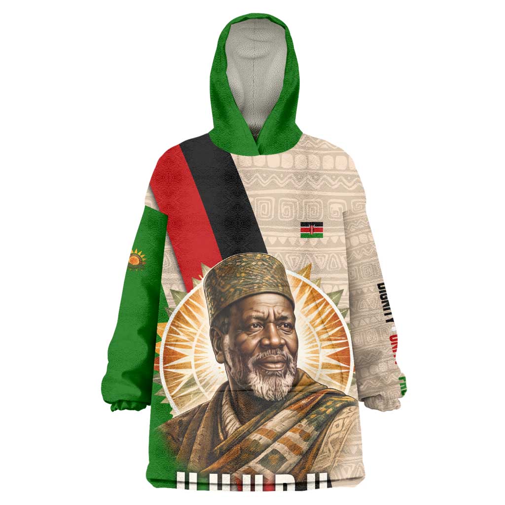 Jomo Kenyatta Kid Wearable Blanket Hoodie Uhuru and Kenyan Heritage Quote Tribute - African Pride
