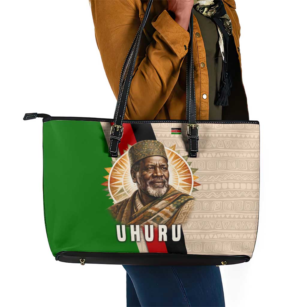 Jomo Kenyatta Leather Tote Bag Uhuru and Kenyan Heritage Quote Tribute - African Pride