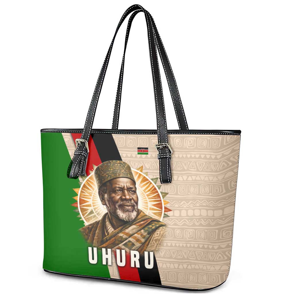 Jomo Kenyatta Leather Tote Bag Uhuru and Kenyan Heritage Quote Tribute - African Pride