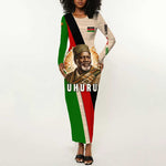 Jomo Kenyatta Long Sleeve Bodycon Dress Uhuru and Kenyan Heritage Quote Tribute - African Pride