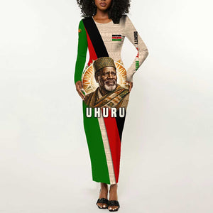 Jomo Kenyatta Long Sleeve Bodycon Dress Uhuru and Kenyan Heritage Quote Tribute - African Pride