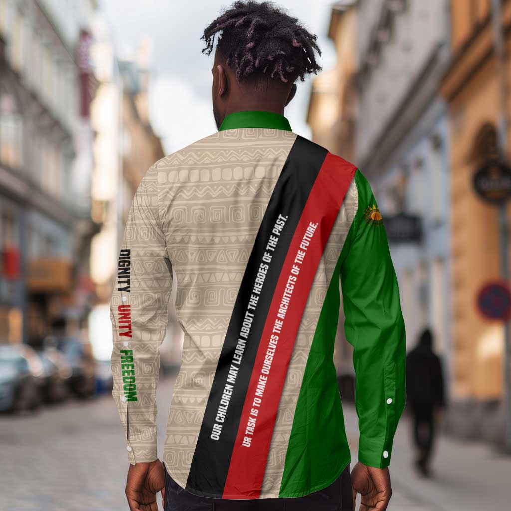 Jomo Kenyatta Long Sleeve Button Shirt Uhuru and Kenyan Heritage Quote Tribute - African Pride