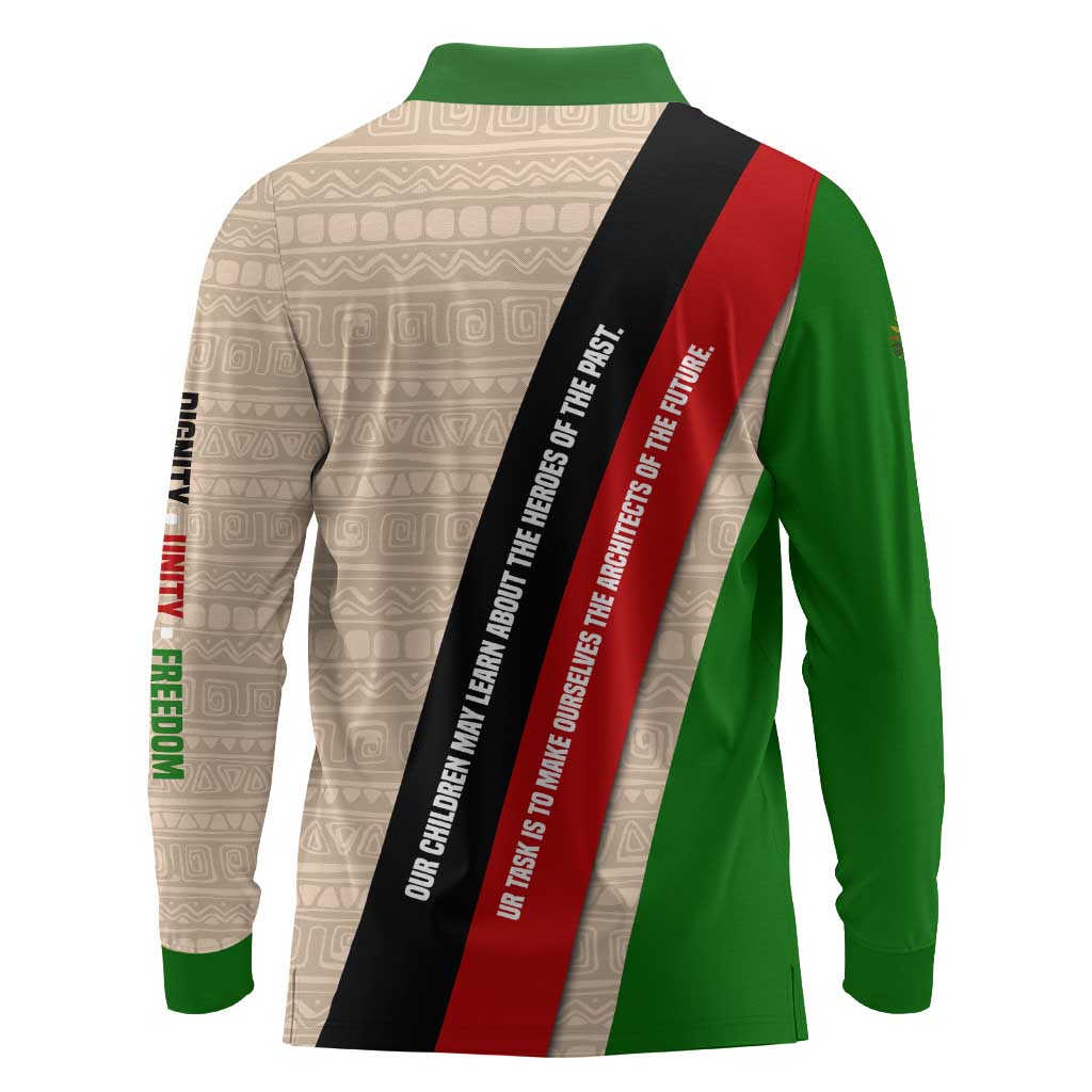 Jomo Kenyatta Long Sleeve Polo Shirt Uhuru and Kenyan Heritage Quote Tribute - African Pride