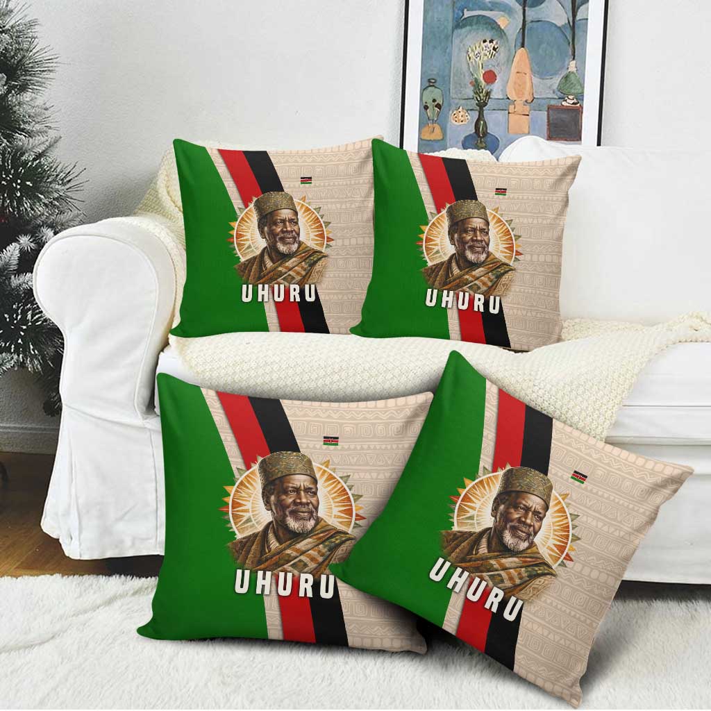 Jomo Kenyatta Pillow Cover Uhuru and Kenyan Heritage Quote Tribute - African Pride
