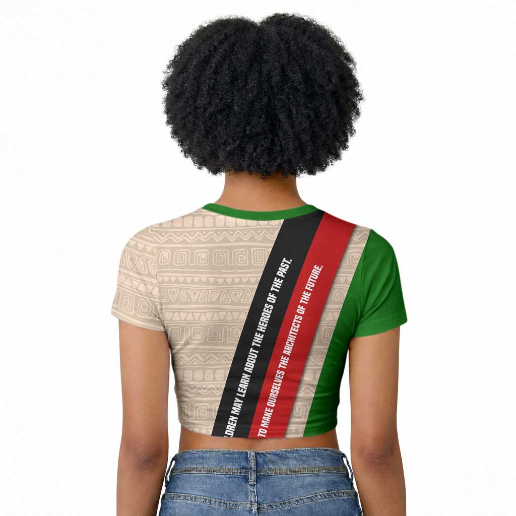 Jomo Kenyatta Raglan Cropped T shirt Uhuru and Kenyan Heritage Quote Tribute - African Pride