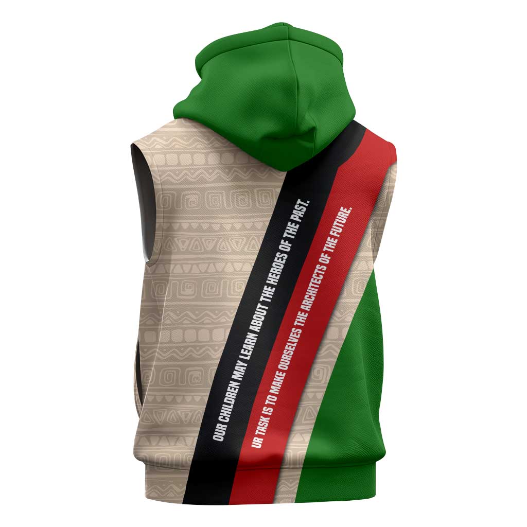 Jomo Kenyatta Sleeveless Hoodie Uhuru and Kenyan Heritage Quote Tribute - African Pride