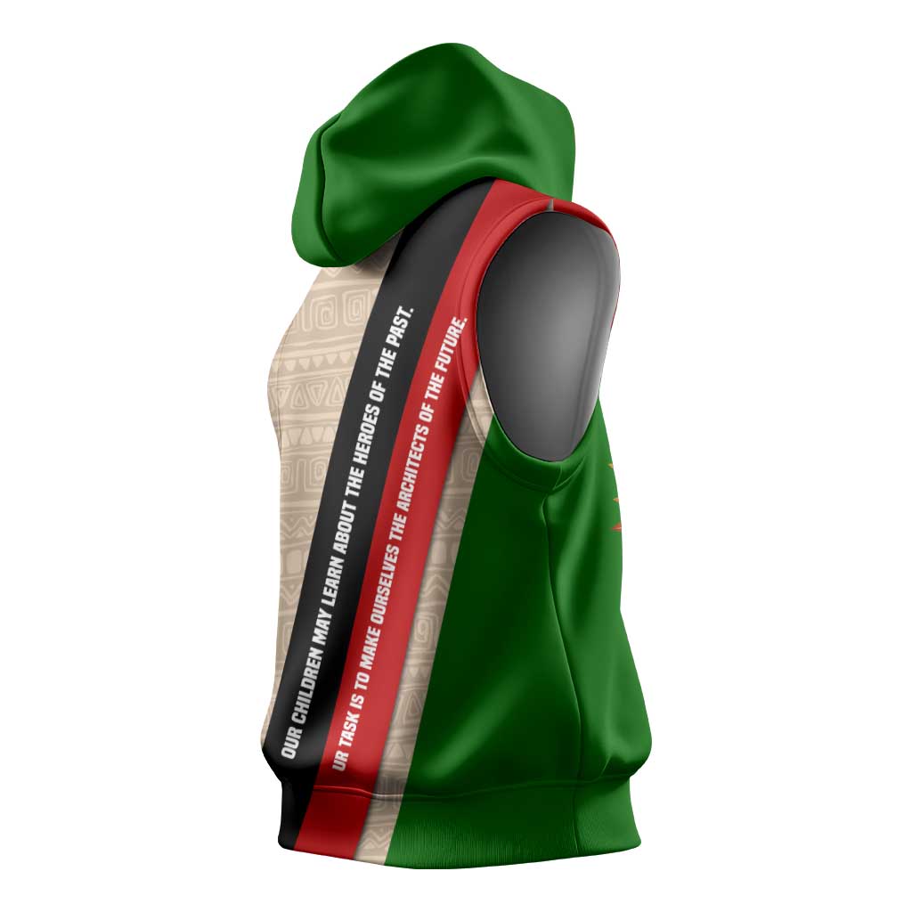 Jomo Kenyatta Sleeveless Hoodie Uhuru and Kenyan Heritage Quote Tribute - African Pride