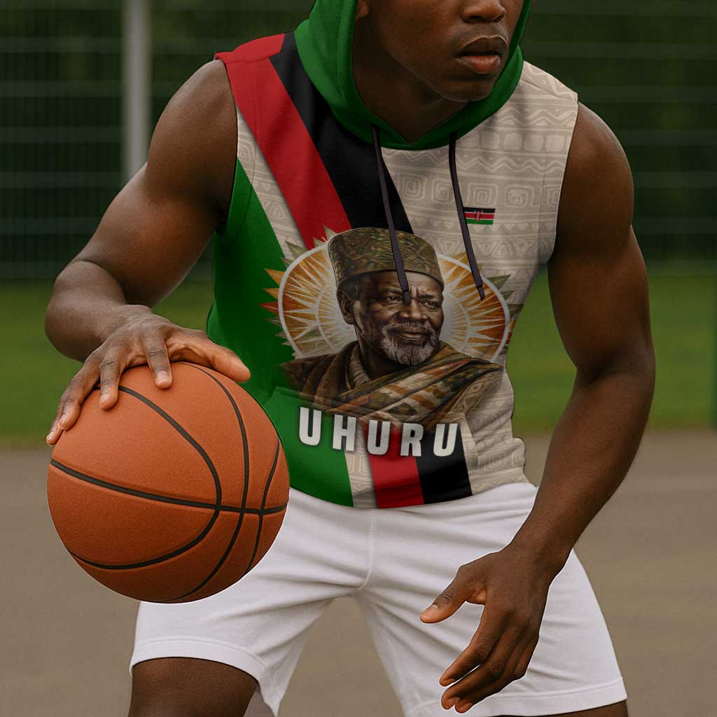 Jomo Kenyatta Sleeveless Hoodie Uhuru and Kenyan Heritage Quote Tribute - African Pride