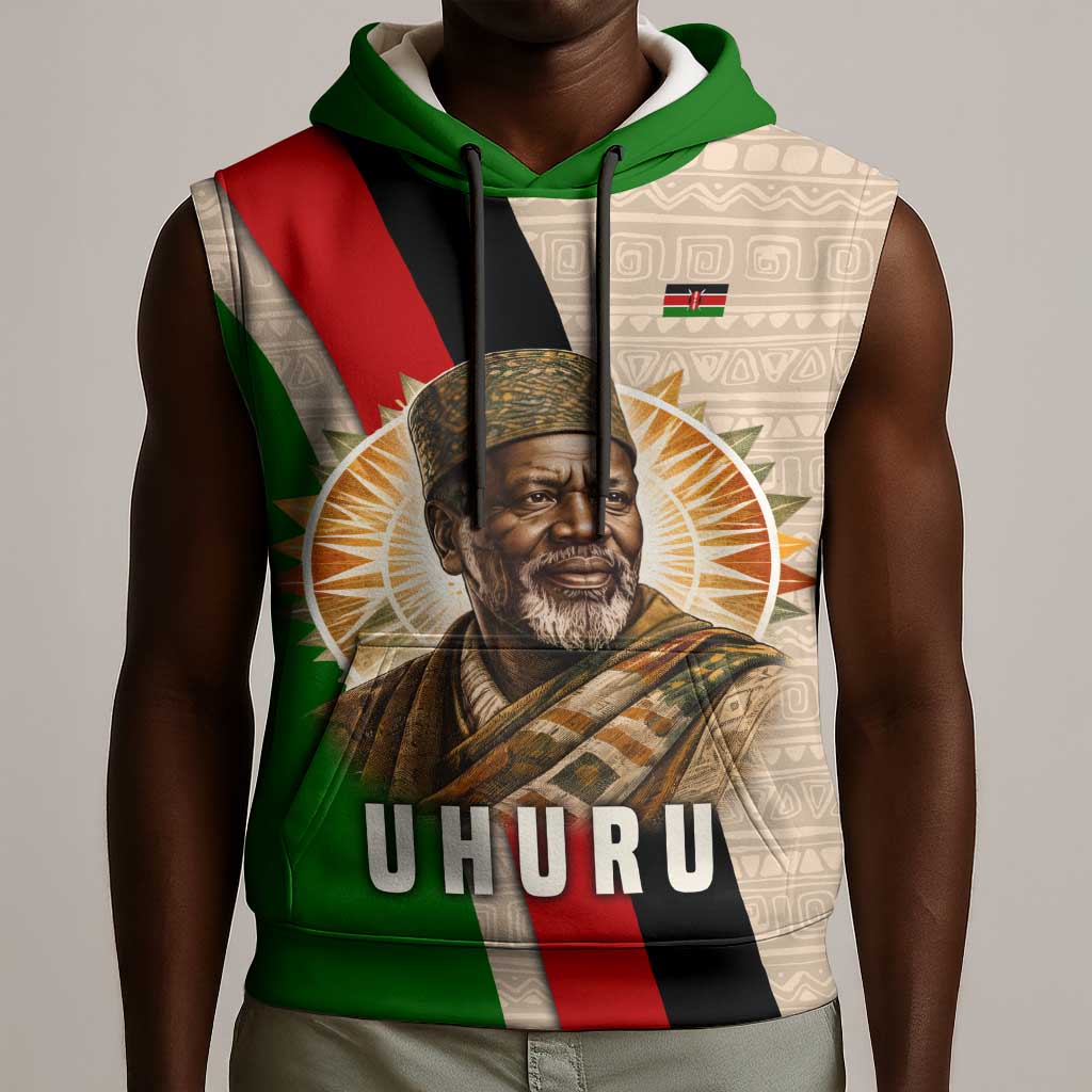 Jomo Kenyatta Sleeveless Hoodie Uhuru and Kenyan Heritage Quote Tribute - African Pride