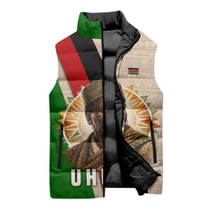 Jomo Kenyatta Sleeveless Puffer Jacket Uhuru and Kenyan Heritage Quote Tribute - African Pride