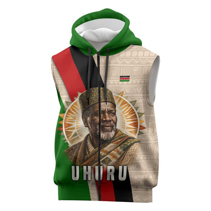 Jomo Kenyatta Sleeveless Zip Hoodie Uhuru and Kenyan Heritage Quote Tribute - African Pride