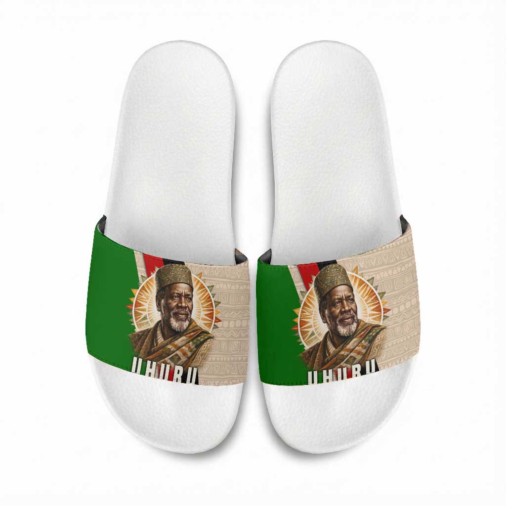 Jomo Kenyatta Slide Sandals Uhuru and Kenyan Heritage Quote Tribute - African Pride