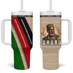 Jomo Kenyatta Tumbler With Handle Uhuru and Kenyan Heritage Quote Tribute - African Pride