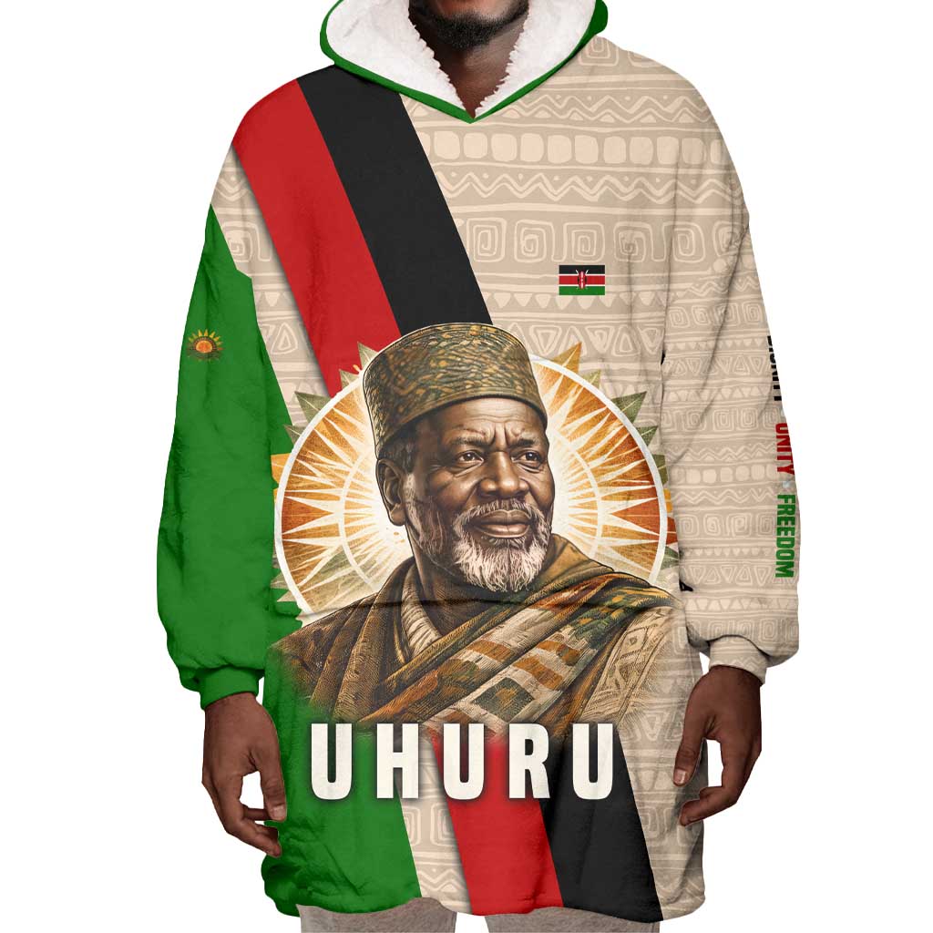 Jomo Kenyatta Wearable Blanket Hoodie Uhuru and Kenyan Heritage Quote Tribute - African Pride