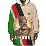 Jomo Kenyatta Wearable Blanket Hoodie Uhuru and Kenyan Heritage Quote Tribute - African Pride