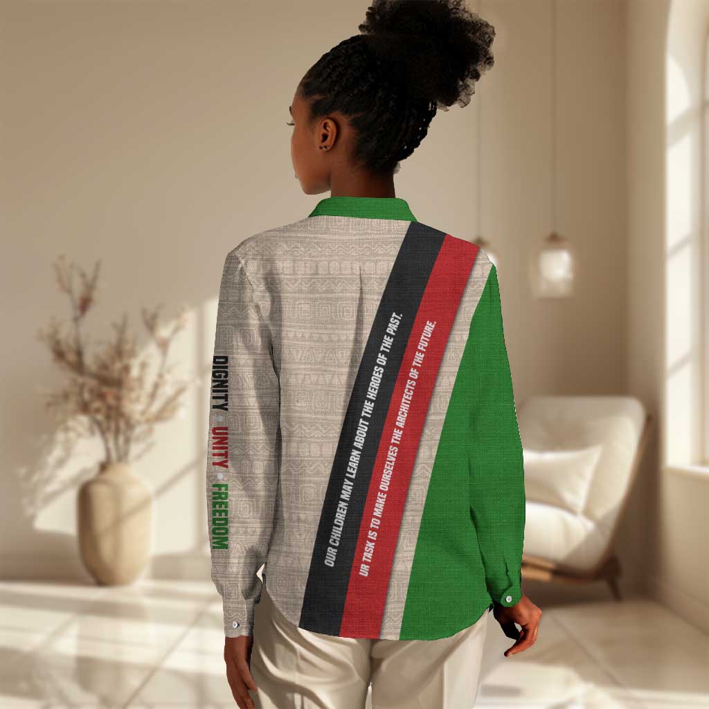 Jomo Kenyatta Women Casual Shirt Uhuru and Kenyan Heritage Quote Tribute - African Pride