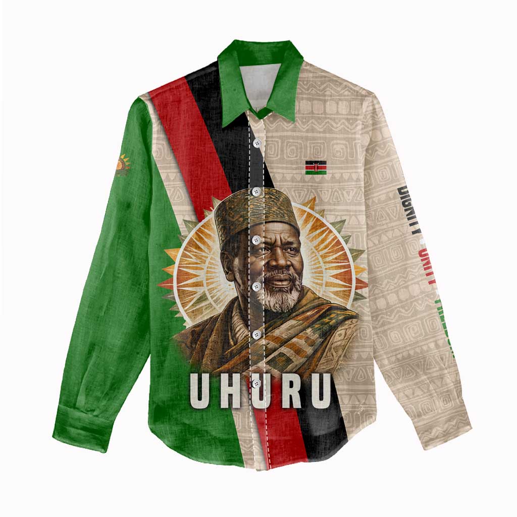 Jomo Kenyatta Women Casual Shirt Uhuru and Kenyan Heritage Quote Tribute - African Pride