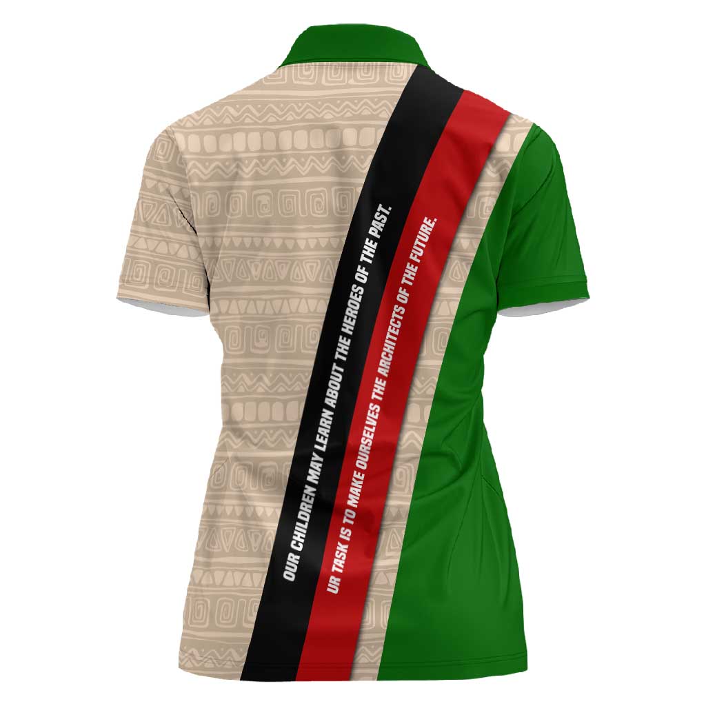 Jomo Kenyatta Women Polo Shirt Uhuru and Kenyan Heritage Quote Tribute - African Pride