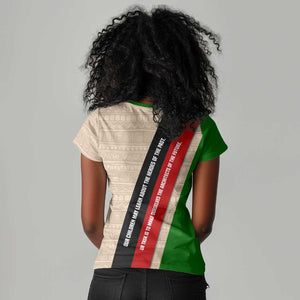 Jomo Kenyatta Women V-Neck T-Shirt Uhuru and Kenyan Heritage Quote Tribute - African Pride