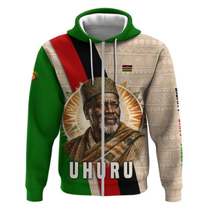 Jomo Kenyatta Zip Hoodie Uhuru and Kenyan Heritage Quote Tribute - African Pride