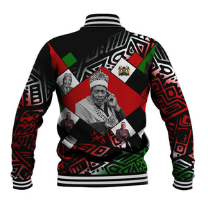 Jomo Kenyatta Baseball Jacket with Roots Resistance Renaissance and Kenyan Patchwork Pattern Tribute - African Pride