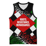 Jomo Kenyatta Basketball Jersey with Roots Resistance Renaissance and Kenyan Patchwork Pattern Tribute - African Pride