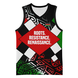 Jomo Kenyatta Basketball Jersey with Roots Resistance Renaissance and Kenyan Patchwork Pattern Tribute - African Pride