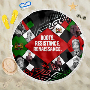 Jomo Kenyatta Beach Blanket with Roots Resistance Renaissance and Kenyan Patchwork Pattern Tribute - African Pride