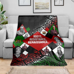 Jomo Kenyatta Blanket with Roots Resistance Renaissance and Kenyan Patchwork Pattern Tribute - African Pride