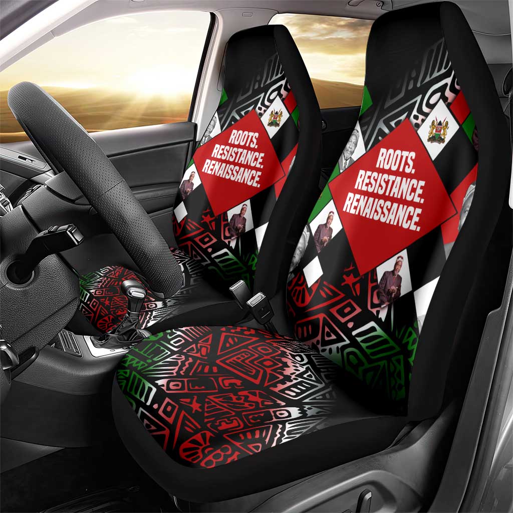 Jomo Kenyatta Car Seat Cover with Roots Resistance Renaissance and Kenyan Patchwork Pattern Tribute - African Pride
