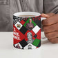 Jomo Kenyatta Ceramic Mug with Roots Resistance Renaissance and Kenyan Patchwork Pattern Tribute - African Pride