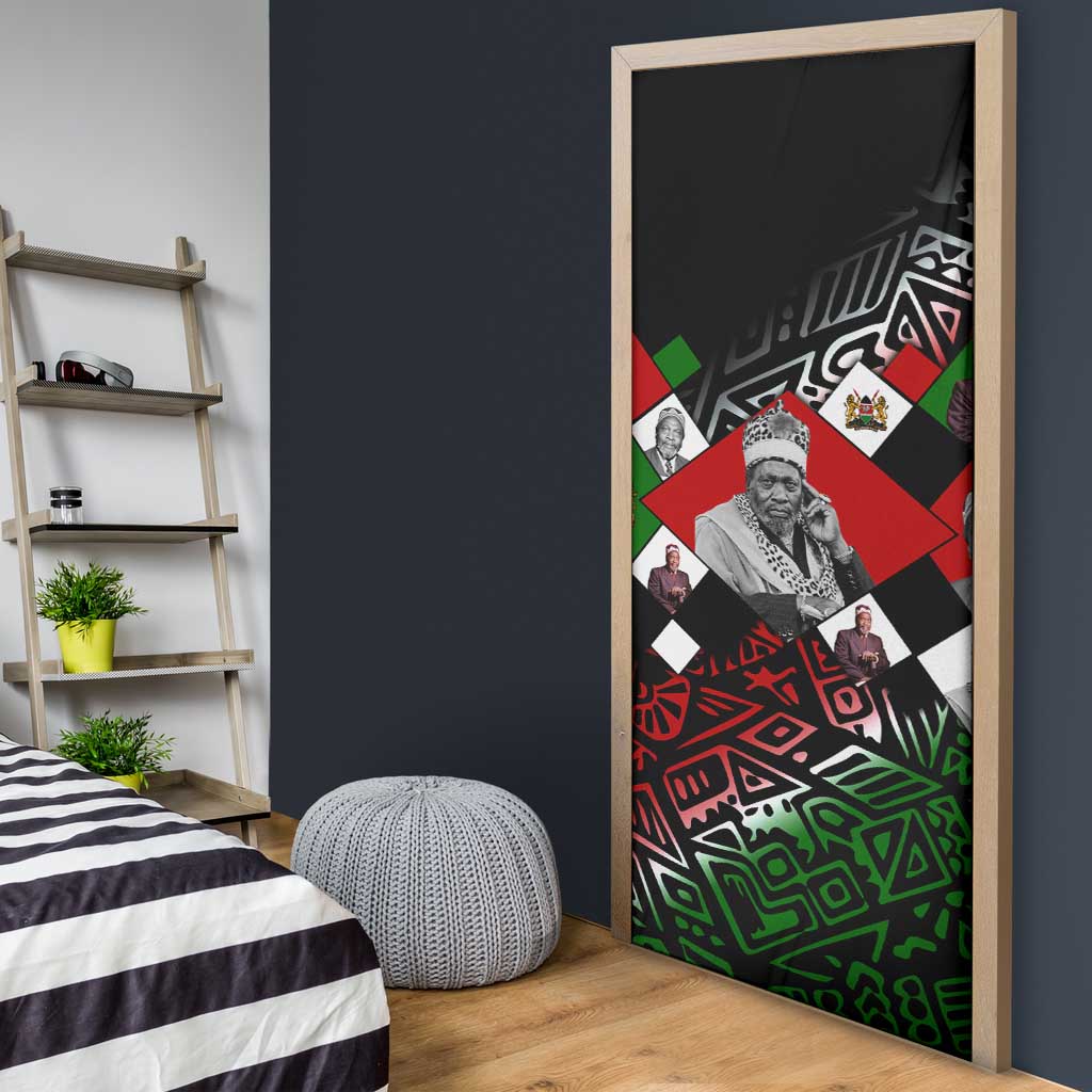 Jomo Kenyatta Door Cover with Roots Resistance Renaissance and Kenyan Patchwork Pattern Tribute - African Pride
