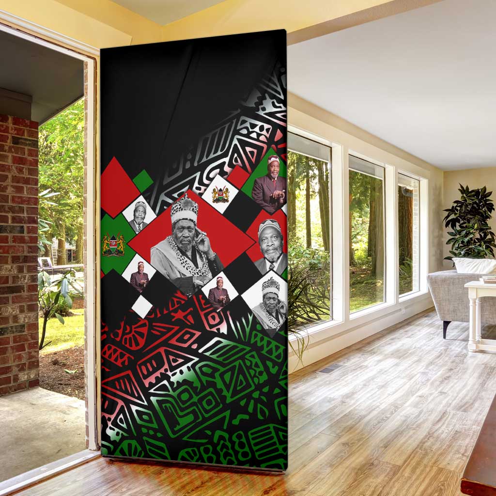 Jomo Kenyatta Door Cover with Roots Resistance Renaissance and Kenyan Patchwork Pattern Tribute - African Pride
