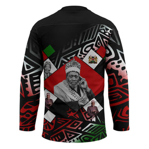 Jomo Kenyatta Hockey Jersey with Roots Resistance Renaissance and Kenyan Patchwork Pattern Tribute - African Pride