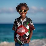 Jomo Kenyatta Kid Hawaiian Shirt with Roots Resistance Renaissance and Kenyan Patchwork Pattern Tribute - African Pride