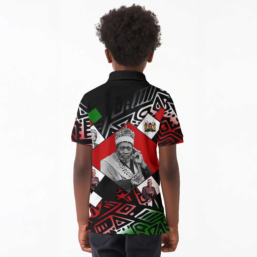 Jomo Kenyatta Kid Polo Shirt with Roots Resistance Renaissance and Kenyan Patchwork Pattern Tribute - African Pride