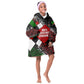 Jomo Kenyatta Kid Wearable Blanket Hoodie with Roots Resistance Renaissance and Kenyan Patchwork Pattern Tribute - African Pride
