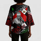 Jomo Kenyatta Kimono Sleeve Blouse with Roots Resistance Renaissance and Kenyan Patchwork Pattern Tribute - African Pride