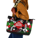 Jomo Kenyatta Leather Tote Bag with Roots Resistance Renaissance and Kenyan Patchwork Pattern Tribute - African Pride