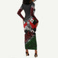 Jomo Kenyatta Long Sleeve Bodycon Dress with Roots Resistance Renaissance and Kenyan Patchwork Pattern Tribute - African Pride