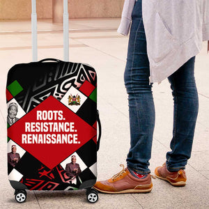 Jomo Kenyatta Luggage Cover with Roots Resistance Renaissance and Kenyan Patchwork Pattern Tribute - African Pride