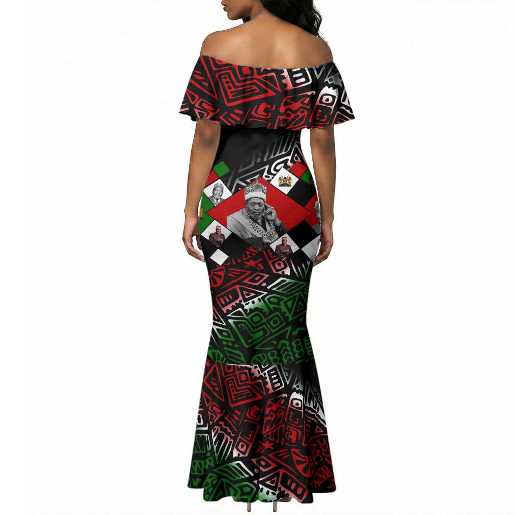 Jomo Kenyatta Mermaid Dress with Roots Resistance Renaissance and Kenyan Patchwork Pattern Tribute - African Pride