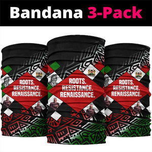 Jomo Kenyatta Neck Gaiter with Roots Resistance Renaissance and Kenyan Patchwork Pattern Tribute - African Pride