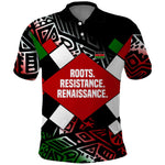 Jomo Kenyatta Polo Shirt with Roots Resistance Renaissance and Kenyan Patchwork Pattern Tribute - African Pride