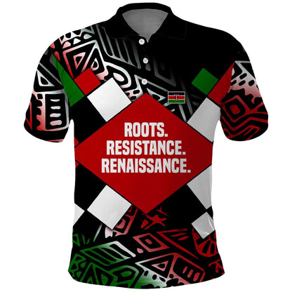 Jomo Kenyatta Polo Shirt with Roots Resistance Renaissance and Kenyan Patchwork Pattern Tribute - African Pride